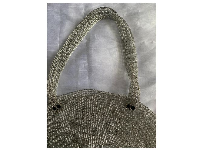 Autre Marque Borsa rotonda in maglia argentata Argento - vista 7