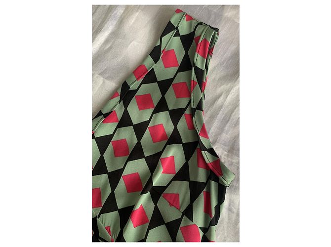 Vestido sem mangas Diane Von Furstenberg com decote em V e plissado Multicor - vista 14