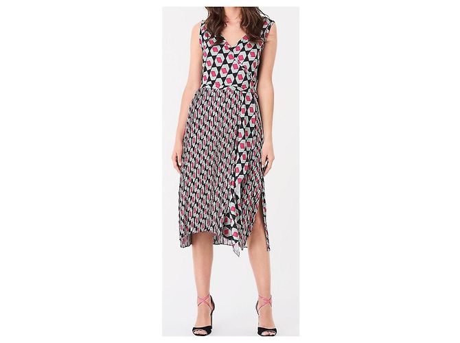 Vestido sem mangas Diane Von Furstenberg com decote em V e plissado Multicor - vista 2