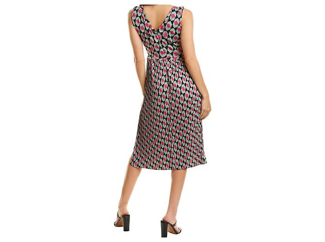 Vestido sem mangas Diane Von Furstenberg com decote em V e plissado Multicor - vista 3