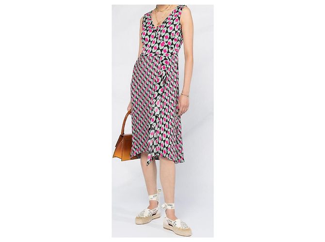 Vestido sem mangas Diane Von Furstenberg com decote em V e plissado Multicor - vista 7