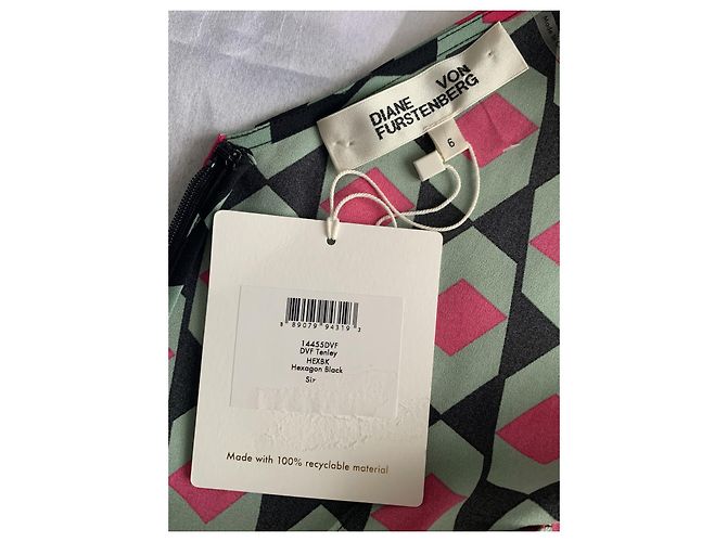 Vestido sem mangas Diane Von Furstenberg com decote em V e plissado Multicor - vista 9