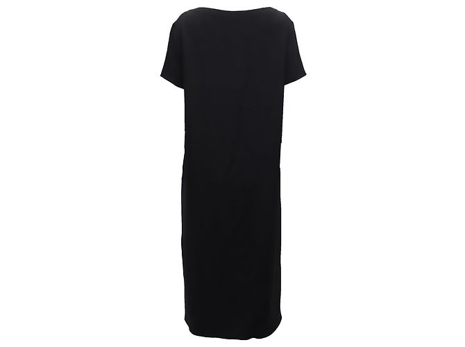Vestido recto midi de crepé Theory en acetato negro - vista 3