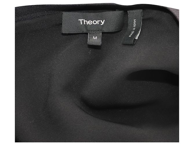 Vestido recto midi de crepé Theory en acetato negro - vista 4