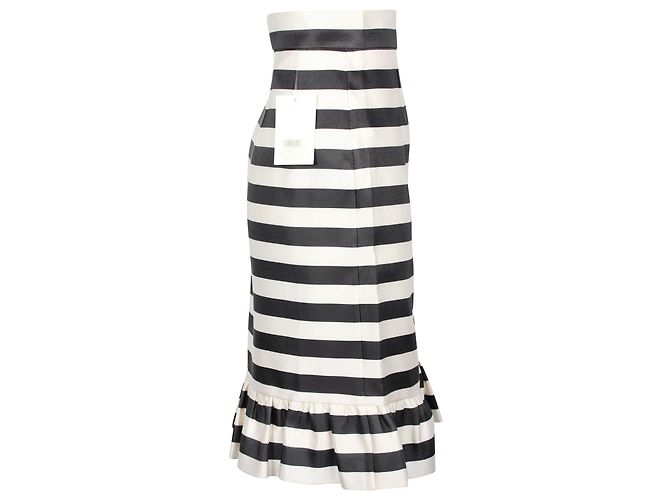 Autre Marque Falda de nácar Bella Jacquard a rayas en seda negra Negro - vista 2