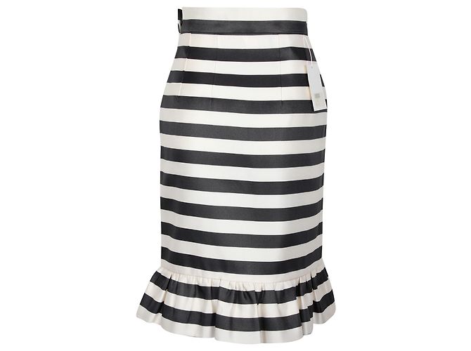Autre Marque Falda de nácar Bella Jacquard a rayas en seda negra Negro - vista 3