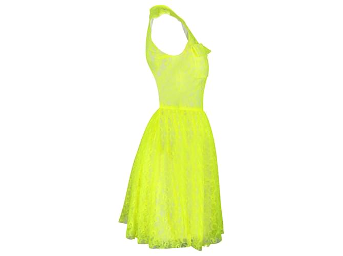 MSGM Spitzenkleid in Neongelb Polyamid - Ansicht 2