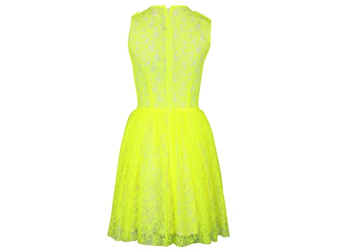 MSGM Spitzenkleid in Neongelb Polyamid - Ansicht 3