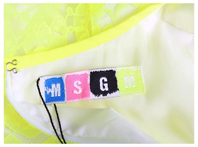 MSGM Spitzenkleid in Neongelb Polyamid - Ansicht 4