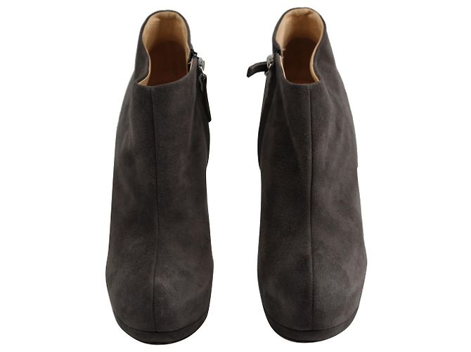 Giambattista Valli Giuseppe Zanotti Botines con tacón y plataforma en ante gris Castaño - vista 3