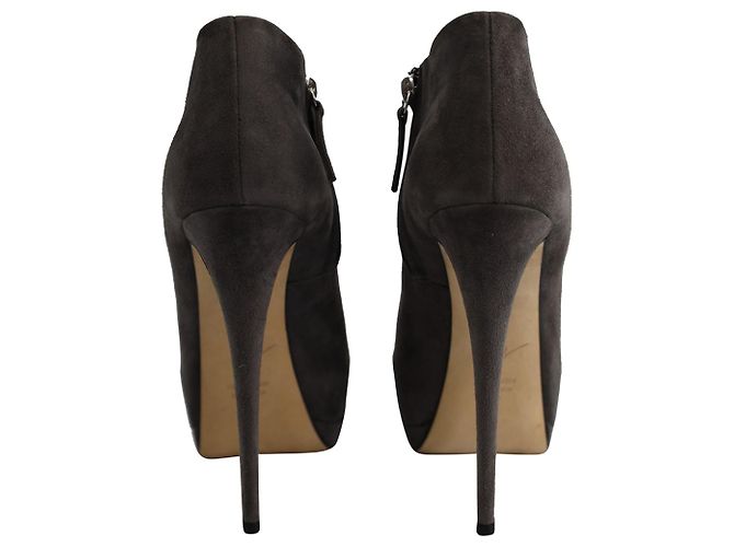 Giambattista Valli Giuseppe Zanotti Botines con tacón y plataforma en ante gris Castaño - vista 4