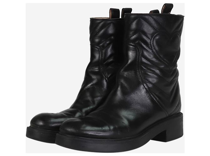 Gucci Schwarze Lederstiefeletten – Größe EU 37.5 - Ansicht 2