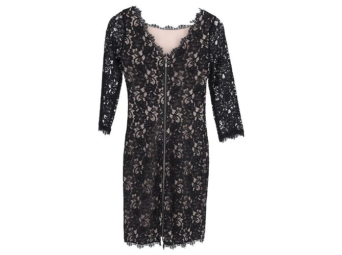 Vestido tubo Diane Von Furstenberg de encaje de algodón negro - vista 2