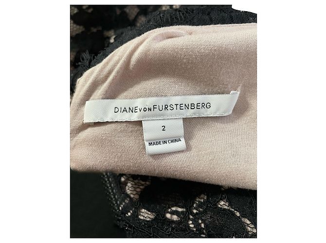 Vestido tubo Diane Von Furstenberg de encaje de algodón negro - vista 3