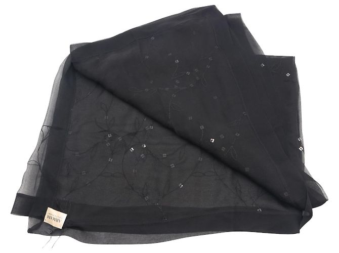 Sciarpa Sequence di Giorgio Armani in chiffon di seta nero - vista 2