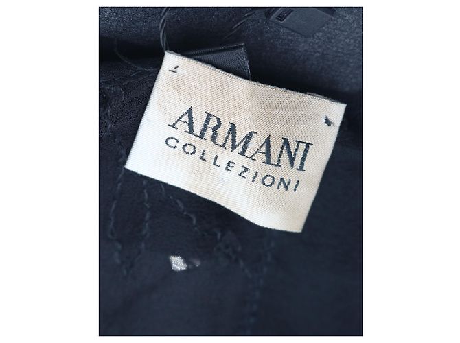 Sciarpa Sequence di Giorgio Armani in chiffon di seta nero - vista 4