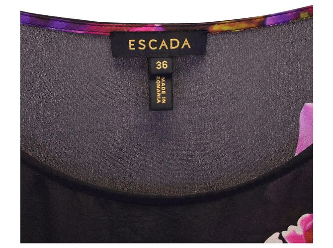 Top Escada con maniche ad aletta floreale in seta nera Nero - vista 2