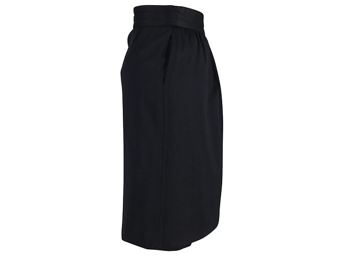 Falda midi estilo cruzado Escada en lana negra Negro - vista 2