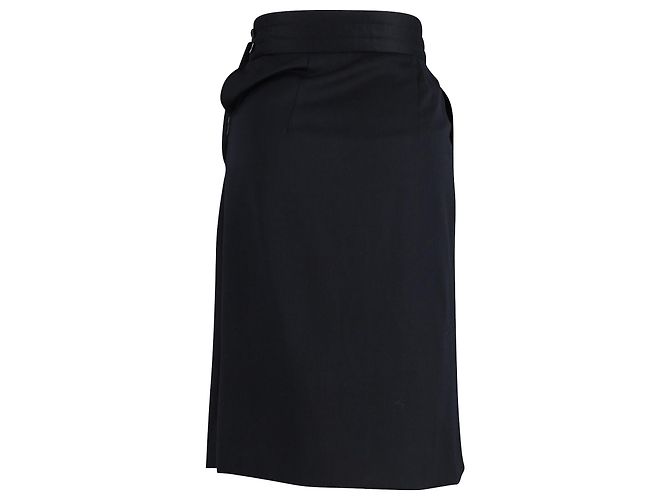Falda midi estilo cruzado Escada en lana negra Negro - vista 3