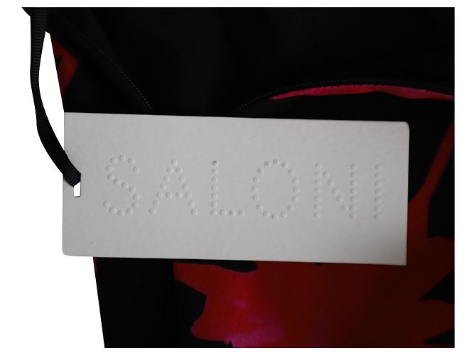 Autre Marque Abito senza maniche stampato Saloni Holly in seta nera e rossa Stampa python - vista 8