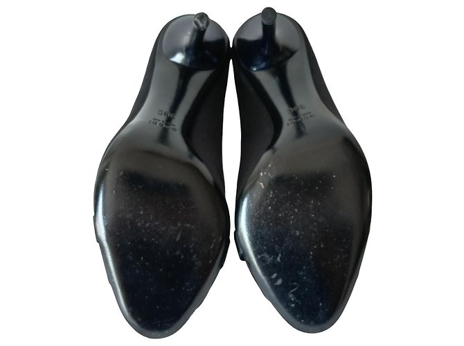 Décolleté Gucci Horsebit in raso nero a punta aperta - vista 4