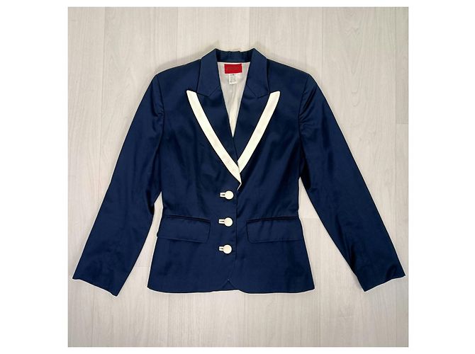 Completo gonna e giacca Kenzo anni '90 blu e bianco - vista 5