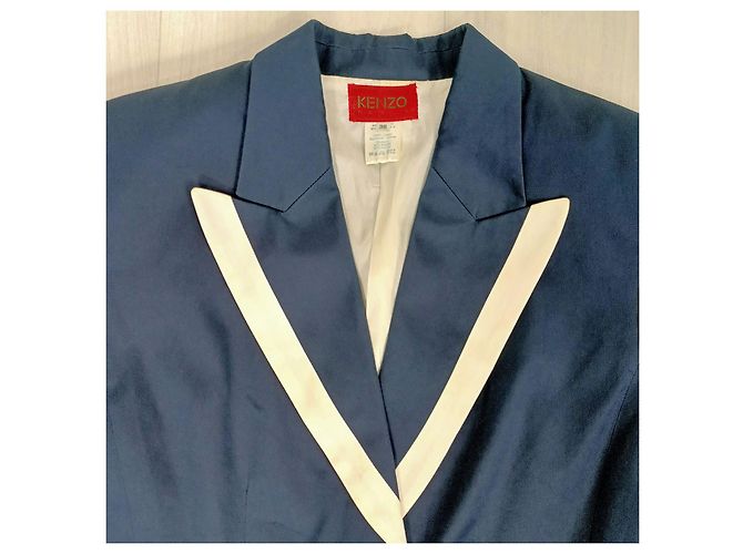 Completo gonna e giacca Kenzo anni '90 blu e bianco - vista 6