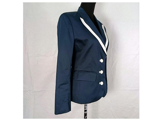 Completo gonna e giacca Kenzo anni '90 blu e bianco - vista 9