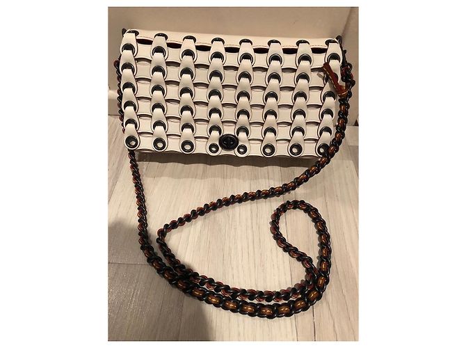 Borsa a mano Coach Dinky in pelle bianca e caramello Bianco - vista 2