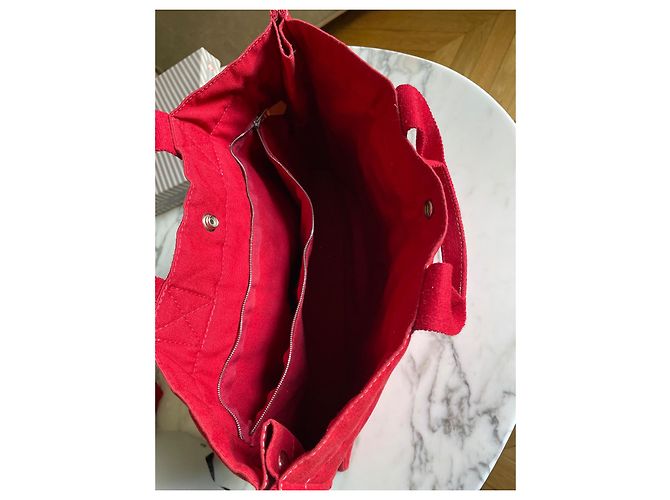 Toto Bag Borsa Hermès Toto rossa in cotone Rosso - vista 2