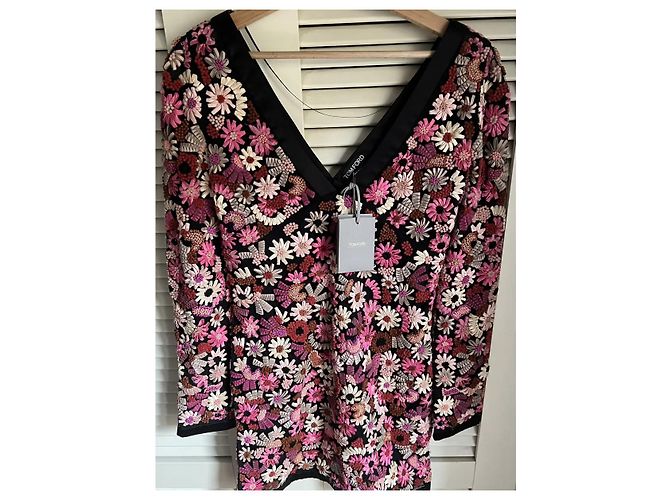 Vestido mini de seda floral de Tom Ford Rosa - vista 10
