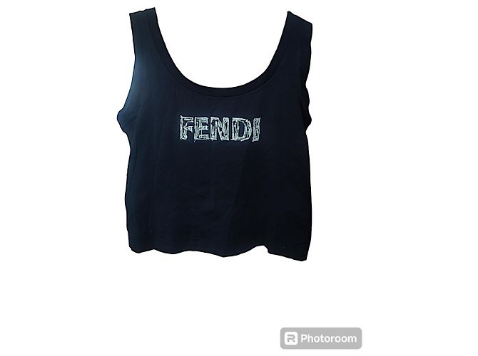 Camiseta sin mangas Fendi azul marino de algodón - vista 2