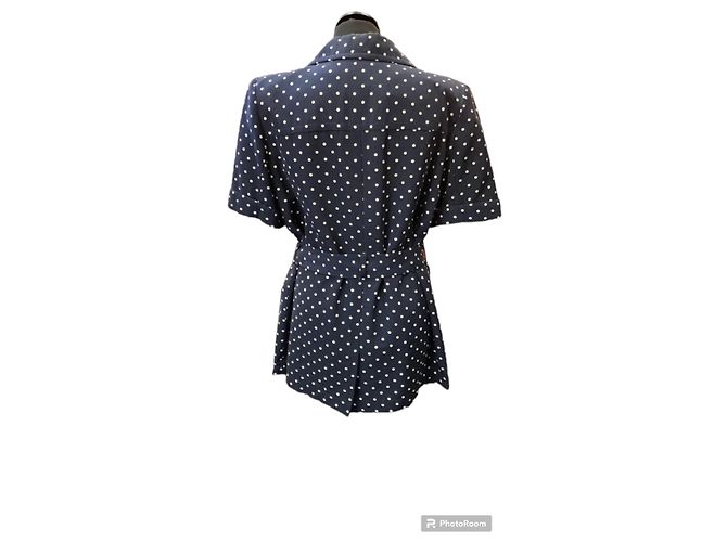 Colete do Saara com bolinhas Yves Saint Laurent Branco Azul marinho - vista 4