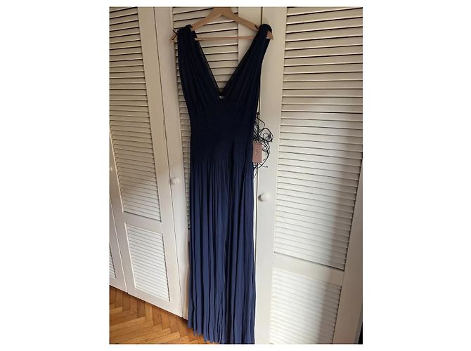 Abito da notte Alaïa in tulle e satin blu navy - vista 2