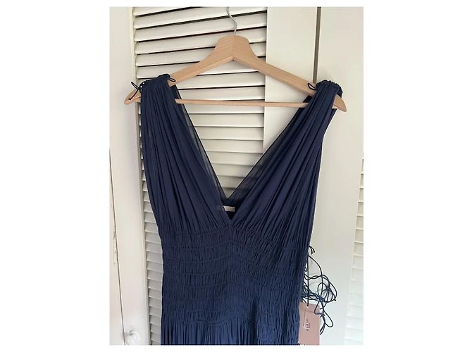 Abito da notte Alaïa in tulle e satin blu navy - vista 5
