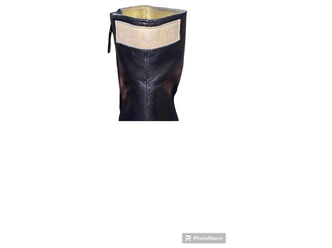 Stivaletti Chanel in pelle nero e beige - vista 5