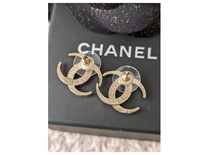 Chanel Orecchini CC B15C Logo Dubai Moon Crystal GHW con scatola RARE D'oro - vista 11