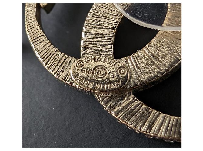 Chanel Orecchini CC B15C Logo Dubai Moon Crystal GHW con scatola RARE D'oro - vista 5