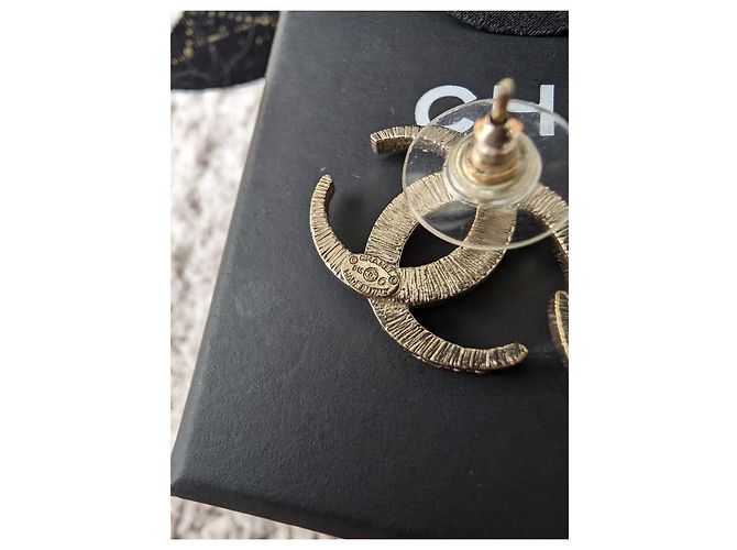 Chanel Orecchini CC B15C Logo Dubai Moon Crystal GHW con scatola RARE D'oro - vista 6
