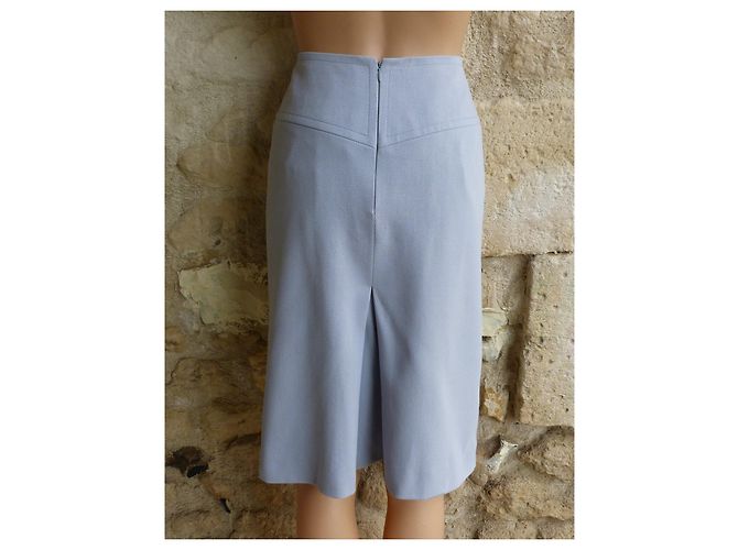 Falda Céline de Lana Azul Gris con Cadena Dorada Azul claro - vista 3