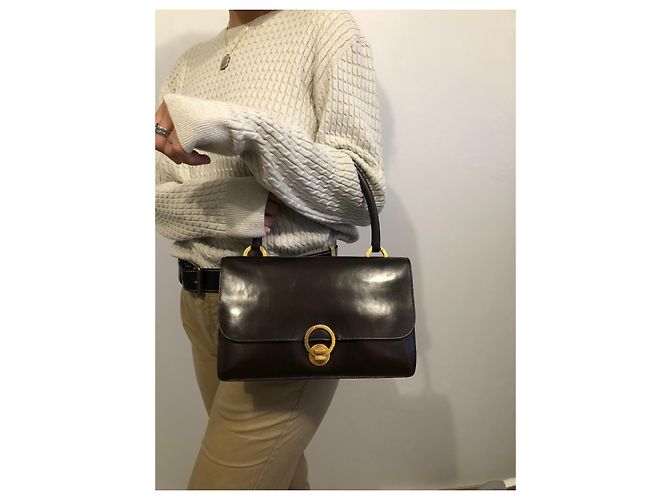 Bolsa de mão Hermès Ring em couro marrom Castanho escuro - vista 2