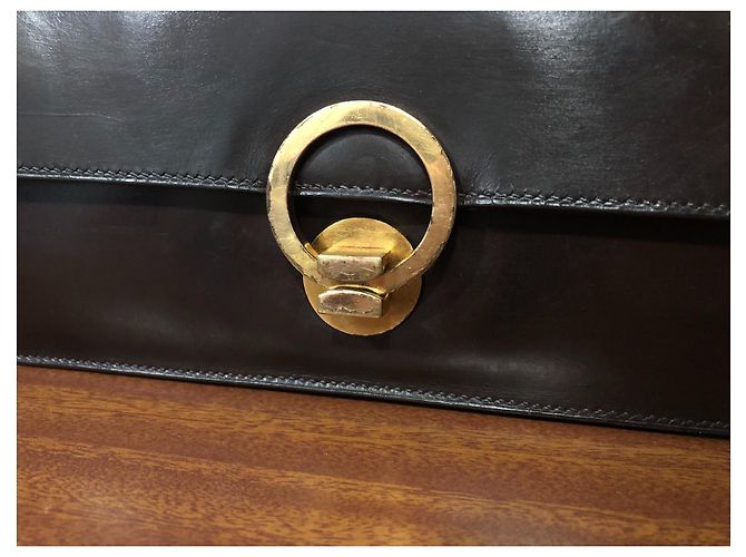 Bolsa de mão Hermès Ring em couro marrom Castanho escuro - vista 6