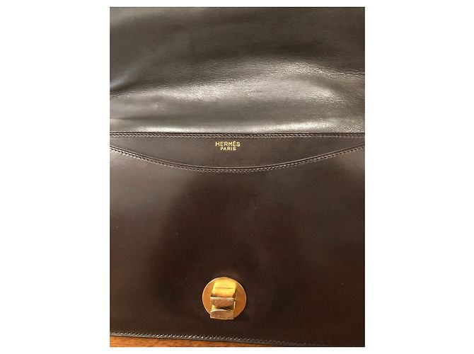 Bolsa de mão Hermès Ring em couro marrom Castanho escuro - vista 9