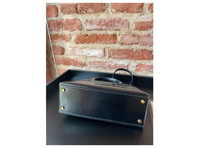 Hermès Kelly 28 in pelle nera e oro box Nero - vista 11