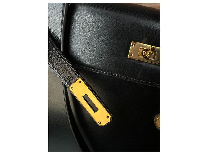 Hermès Kelly 28 in pelle nera e oro box Nero - vista 5