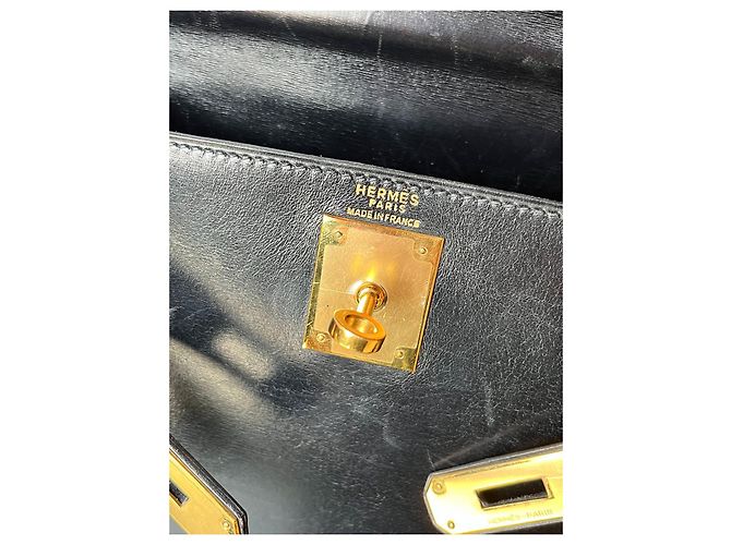Hermès Kelly 28 in pelle nera e oro box Nero - vista 6