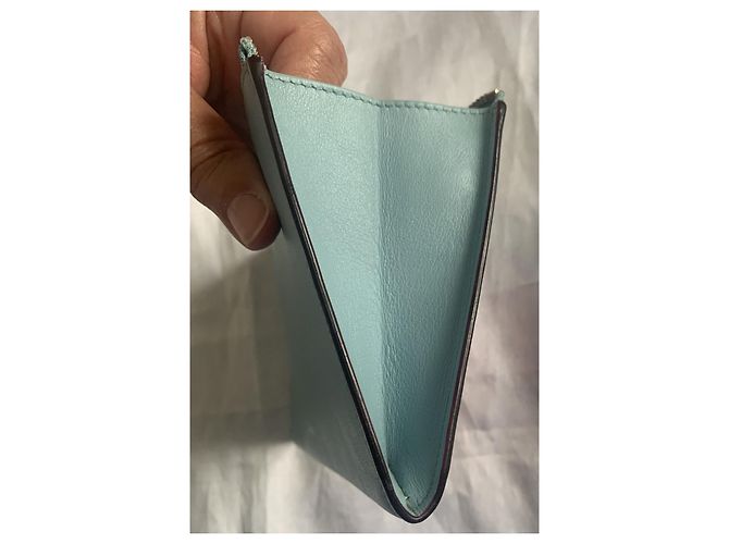 Pochette Dior in pelle rossa e blu cielo Rosso Blu chiaro - vista 10