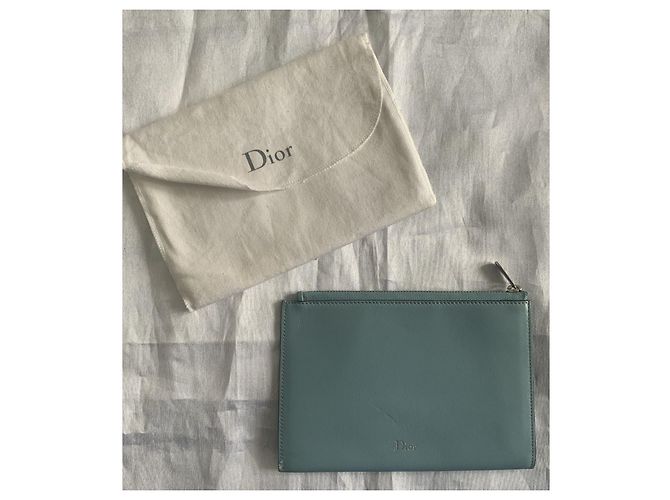 Pochette Dior in pelle rossa e blu cielo Rosso Blu chiaro - vista 3