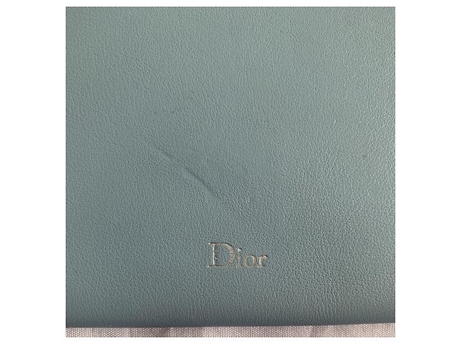 Pochette Dior in pelle rossa e blu cielo Rosso Blu chiaro - vista 4