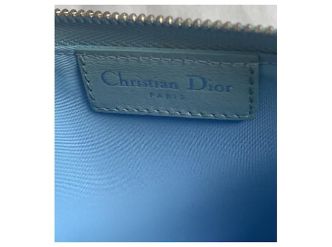 Pochette Dior in pelle rossa e blu cielo Rosso Blu chiaro - vista 8